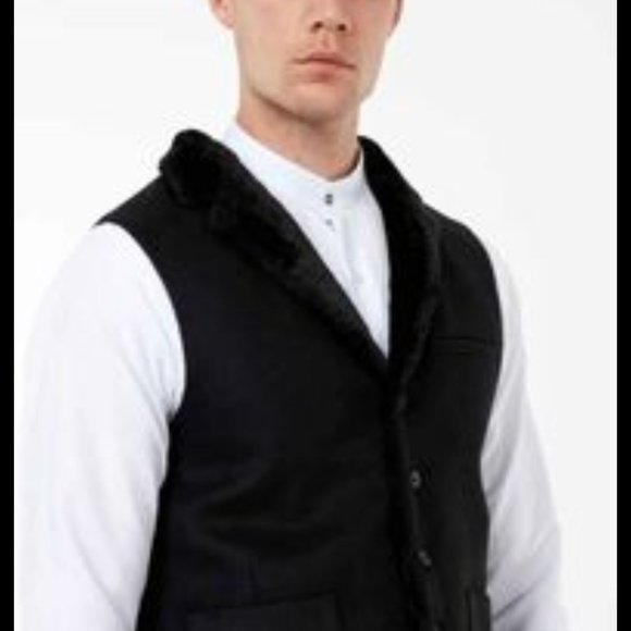 JACK Martin Black Flannel Waist Coat 5 buttons patch pockets - Picture 6 of 6